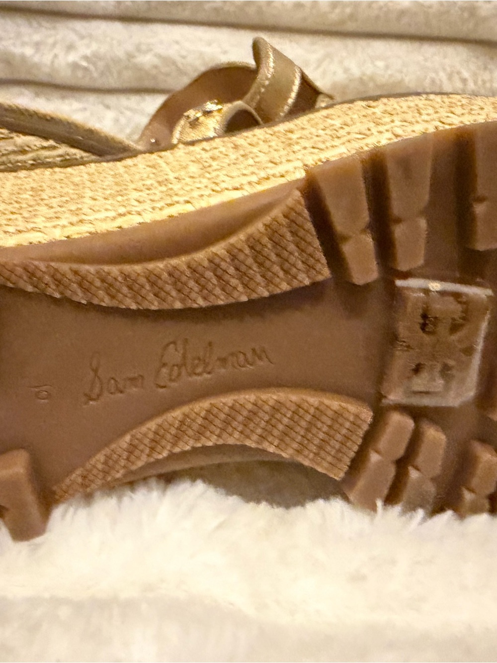 Sam Edelman Metallic Gold Leather Woven Slide Sandals - Picture 5 of 6